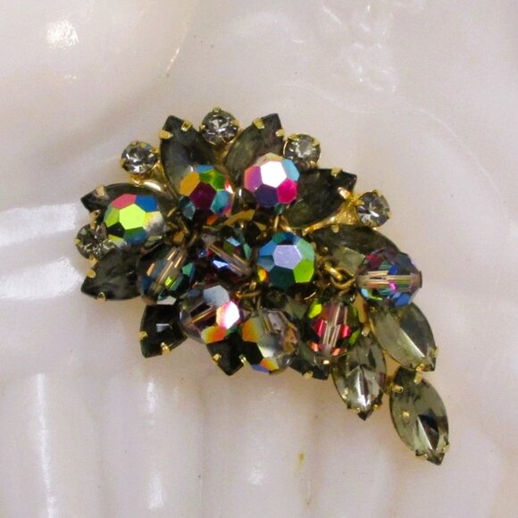 Verified JULIANA Austrian Crystal Rhinestone Dangle Bead Brooch~DeLIZZA & ELSTER - Picture 4 of 13